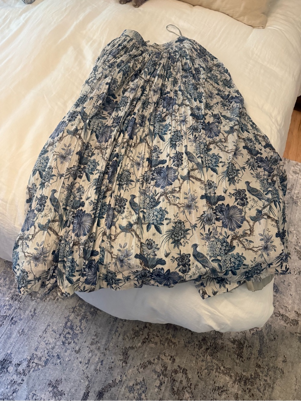 Blue Floral Lehenga with Pleated Silhouette
